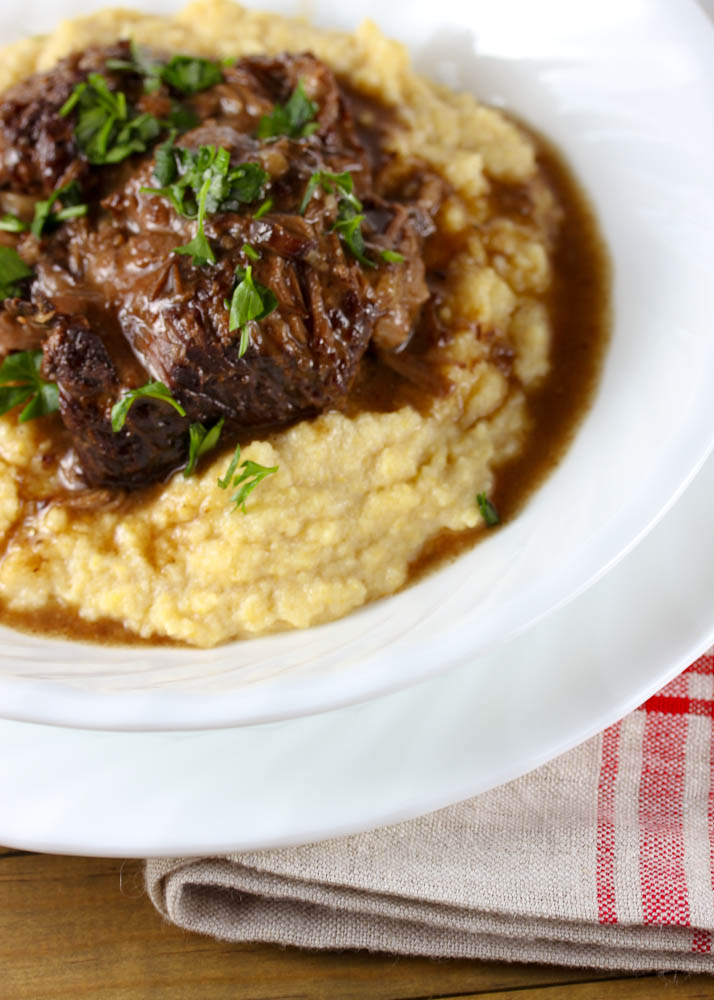 Root Beer Braised Short Ribs witl Polenta