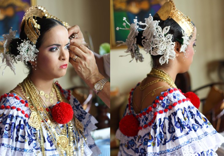 Tembleques are secured in place with hairpins