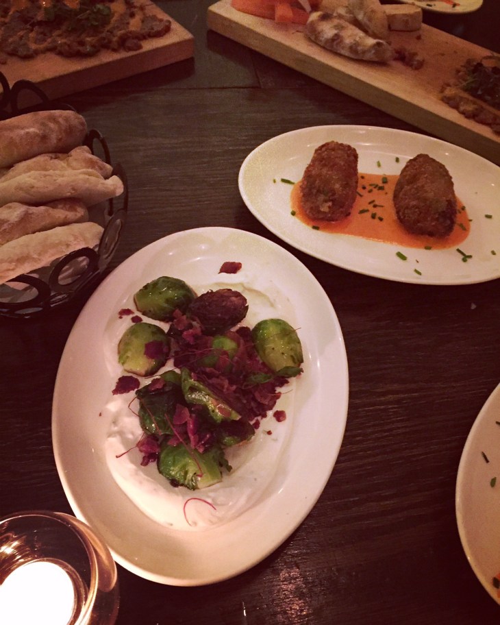 Brussels Sprouts with Bacon and Croquettes at Ambar